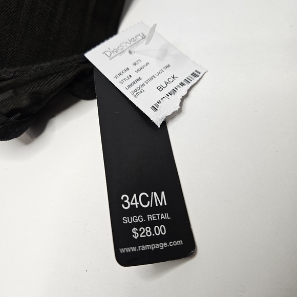 Rampage Intimates 2 Piece Set Black 34C/M Panty Thong Bra Lingerie NEW - Picture 5 of 17